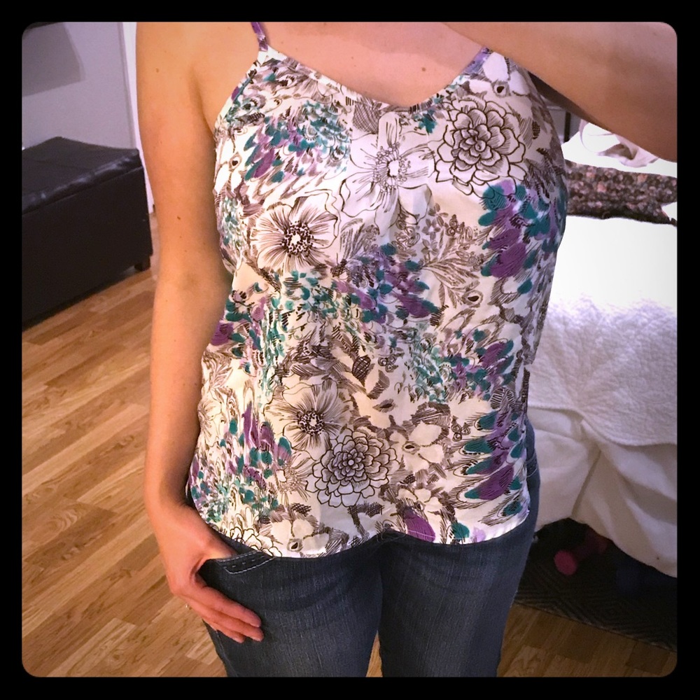 Purple and Green Floral Tank